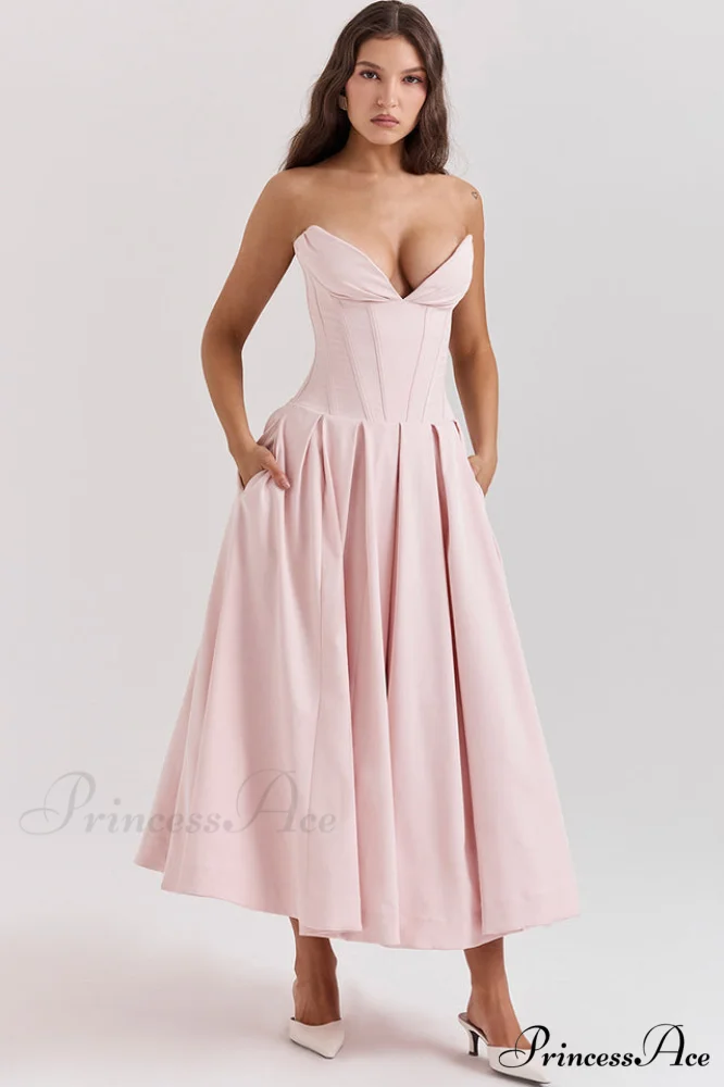 Lady Black Stylish Strapless Midi Dress - Image 19