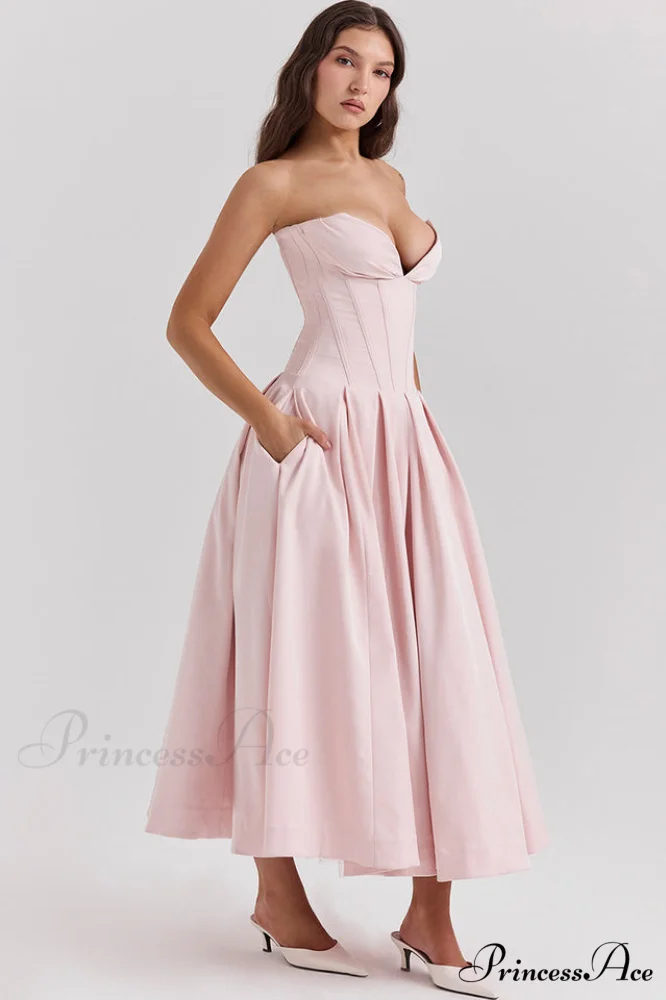 Lady Black Stylish Strapless Midi Dress - Image 20