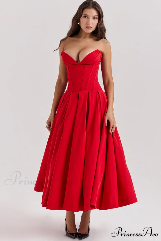Lady Black Stylish Strapless Midi Dress - Image 23