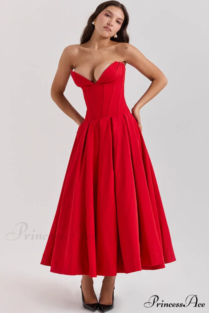 Lady Black Stylish Strapless Midi Dress - Image 24