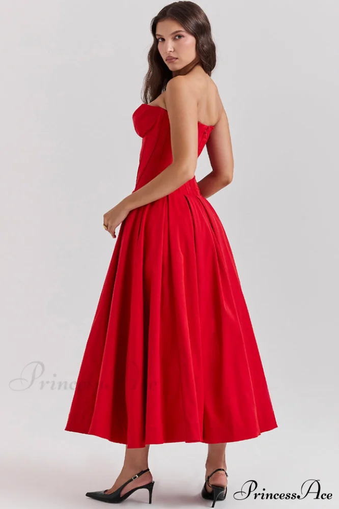 Lady Black Stylish Strapless Midi Dress - Image 26