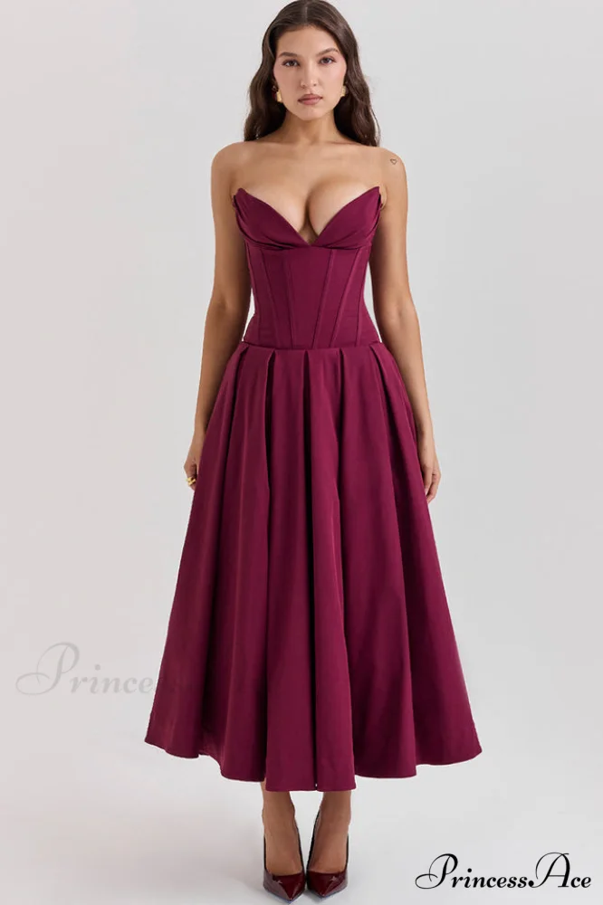 Lady Black Stylish Strapless Midi Dress - Image 27