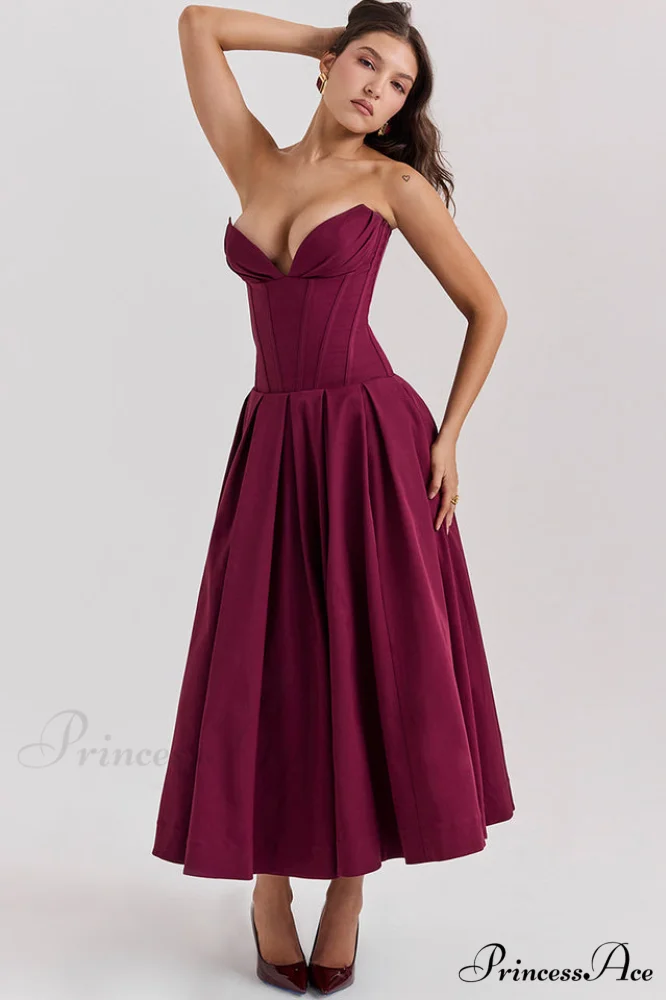 Lady Black Stylish Strapless Midi Dress - Image 28