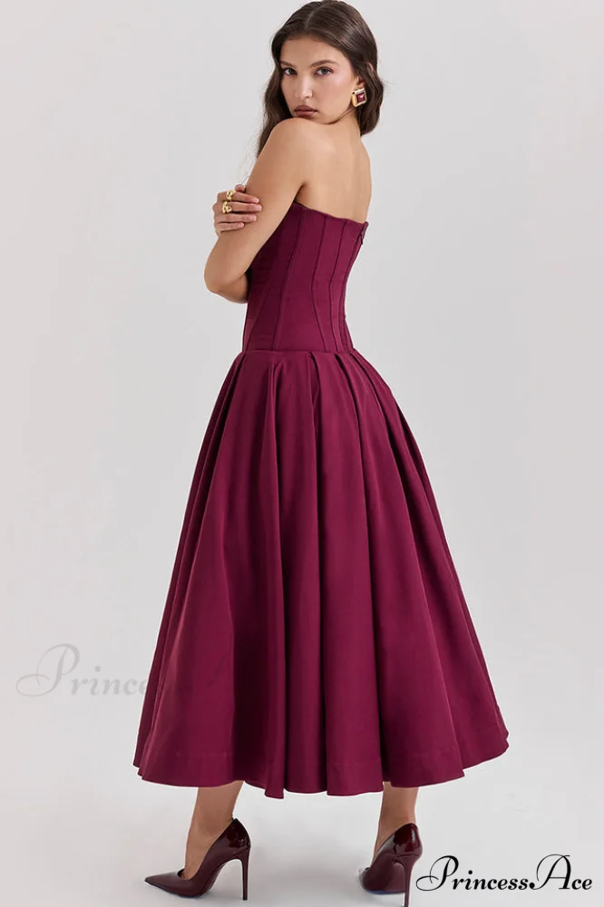 Lady Black Stylish Strapless Midi Dress - Image 30