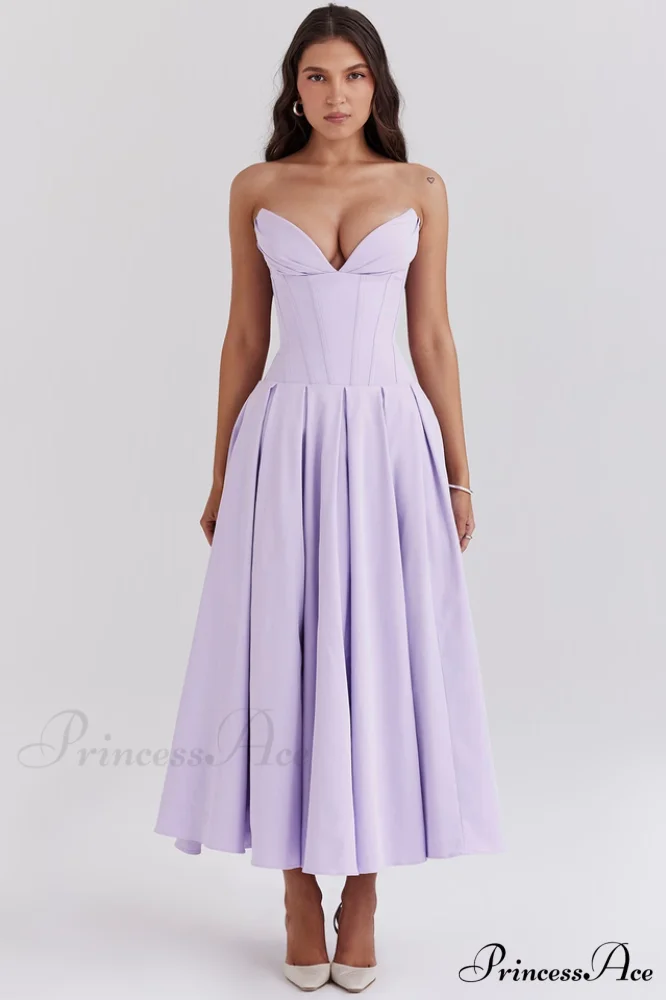 Lady Black Stylish Strapless Midi Dress - Image 33