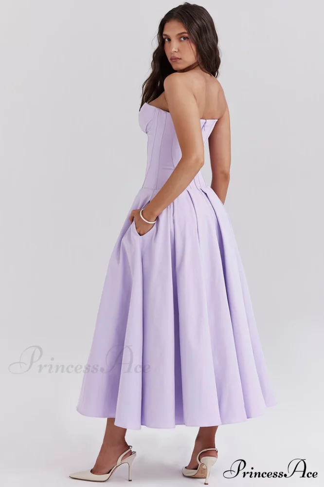 Lady Black Stylish Strapless Midi Dress - Image 35