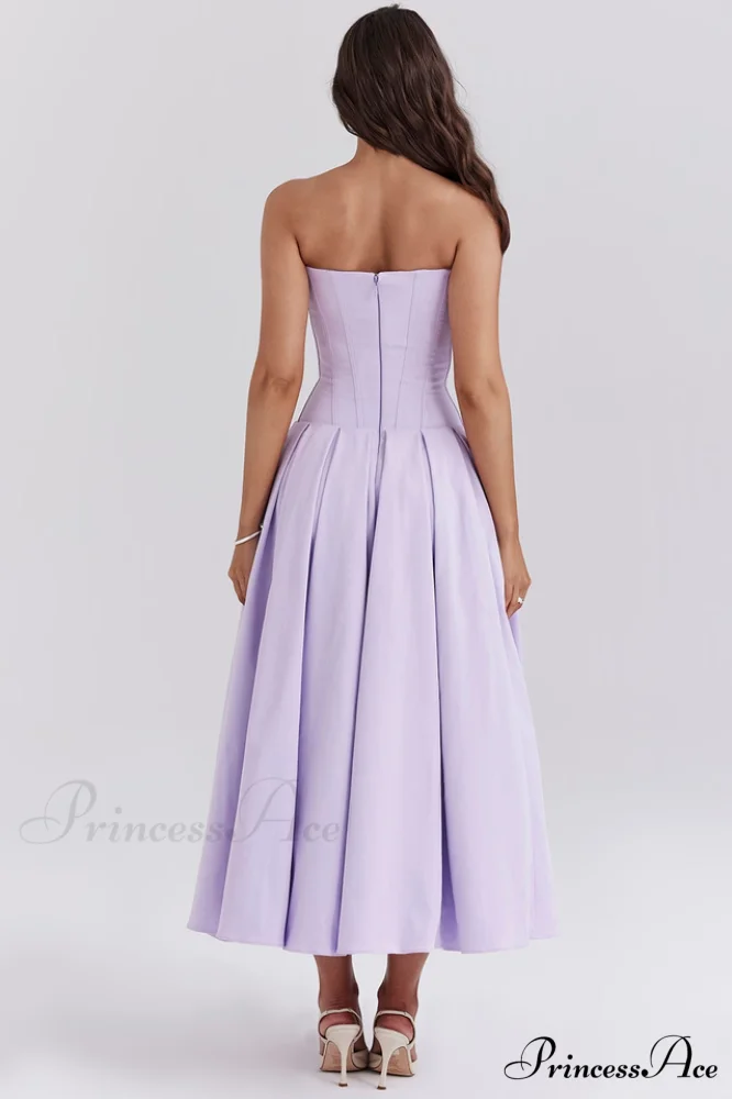 Lady Black Stylish Strapless Midi Dress - Image 36