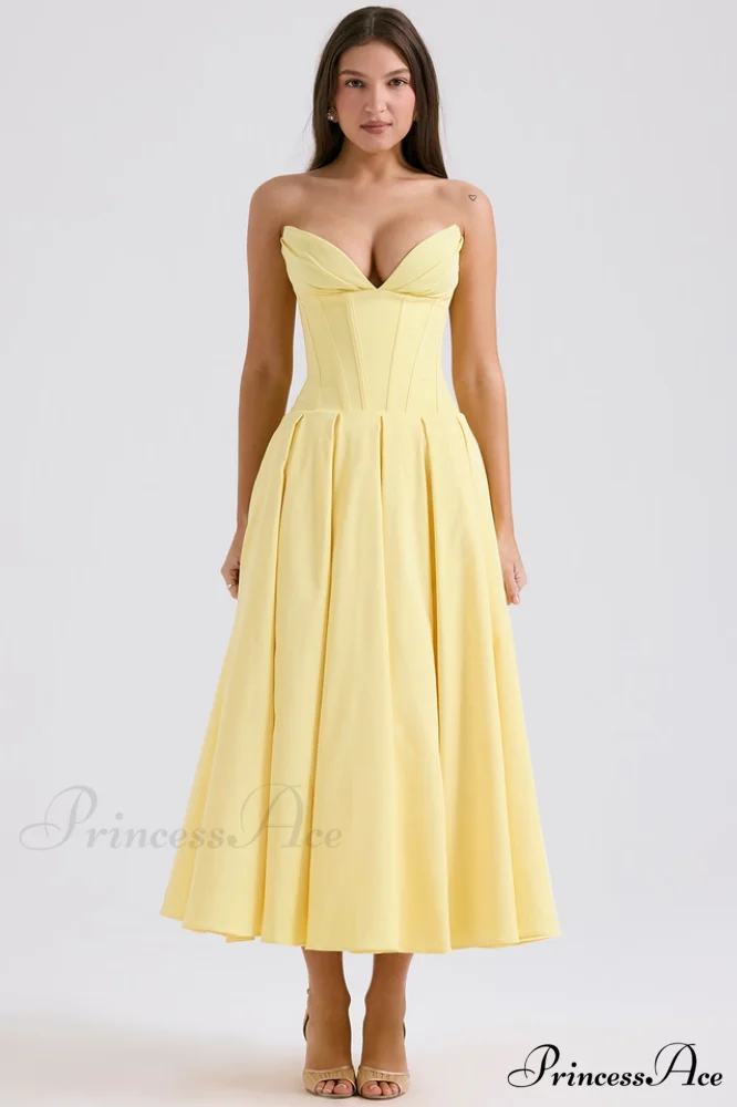 Lady Black Stylish Strapless Midi Dress - Image 38