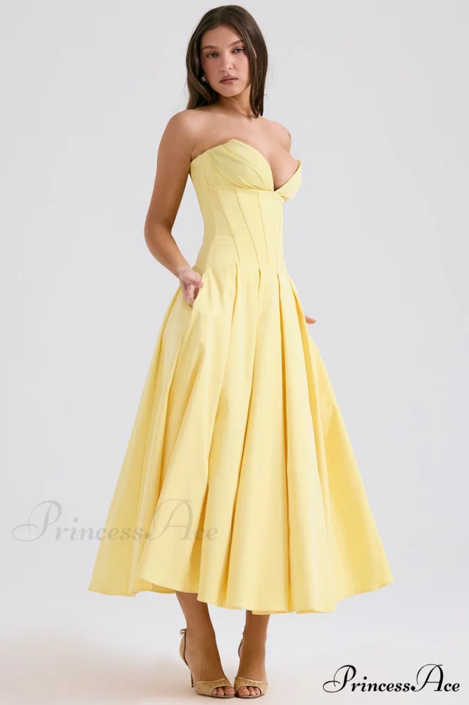 Lady Black Stylish Strapless Midi Dress - Image 39