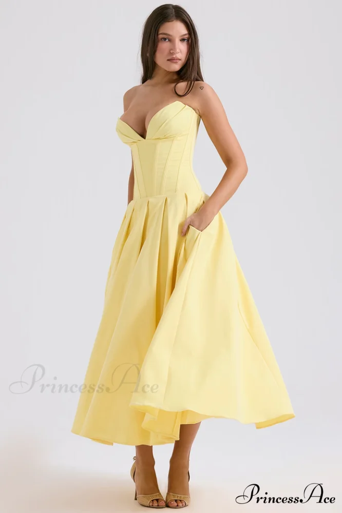 Lady Black Stylish Strapless Midi Dress - Image 40