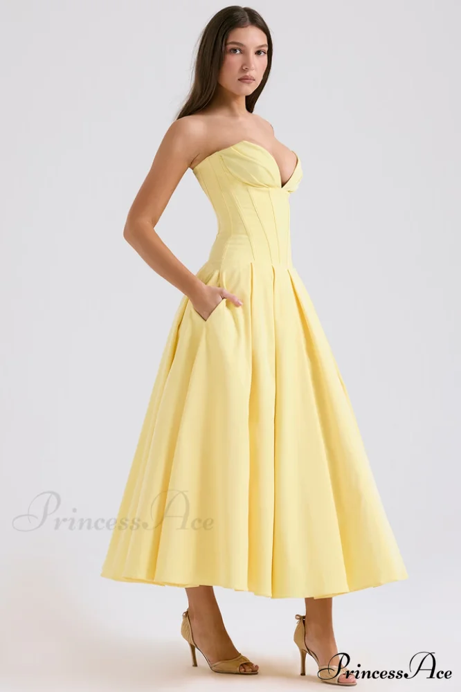 Lady Black Stylish Strapless Midi Dress - Image 41