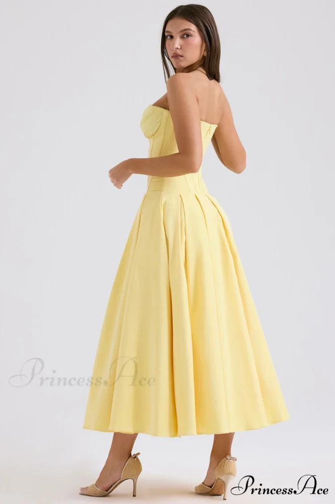 Lady Black Stylish Strapless Midi Dress - Image 42
