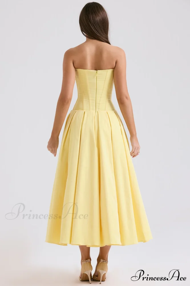Lady Black Stylish Strapless Midi Dress - Image 43