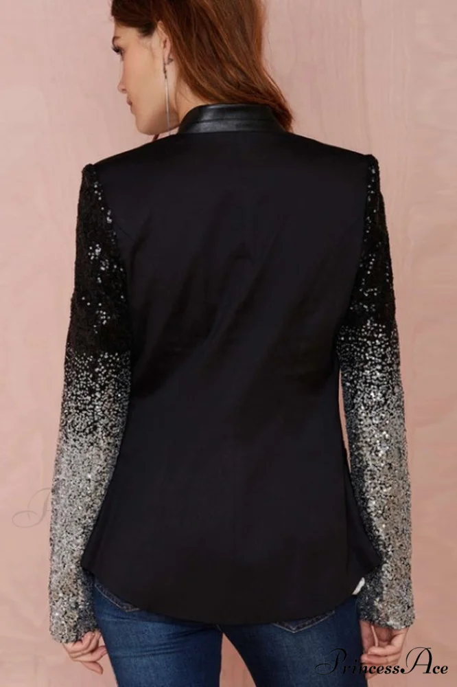 Blazer With Stylish Sequins Sleeve - Image 3