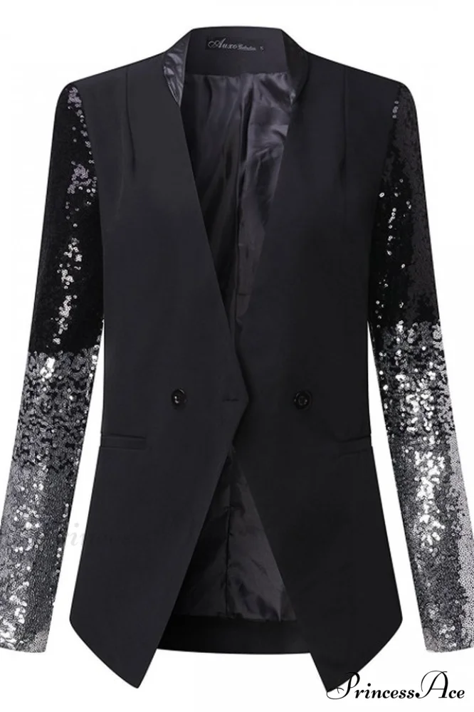 Blazer With Stylish Sequins Sleeve - Image 5