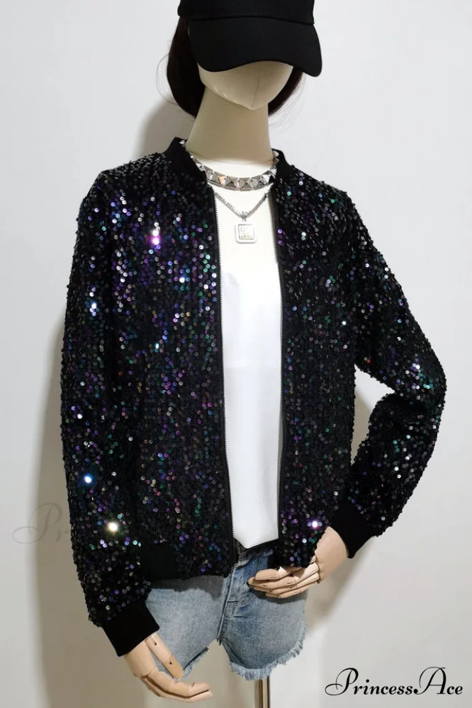 All Eyes on Charming You Sequin Bomber Jacket - Image 5