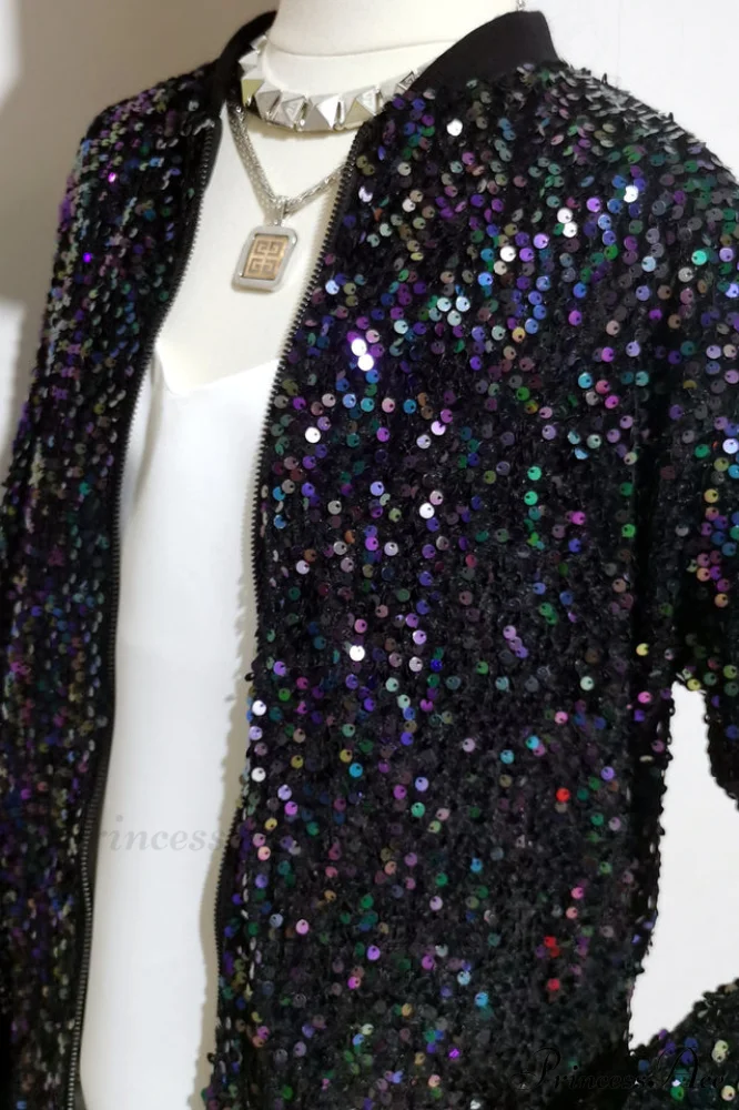 All Eyes on Charming You Sequin Bomber Jacket - Image 6