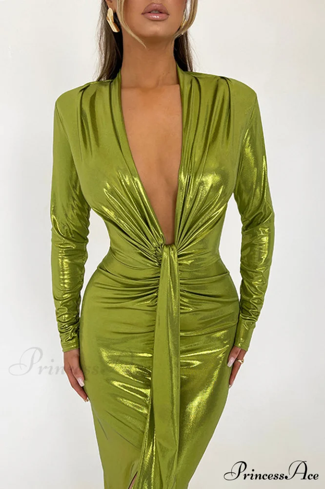 Juliette Metallic Stylish Tie Front Dress - Image 14