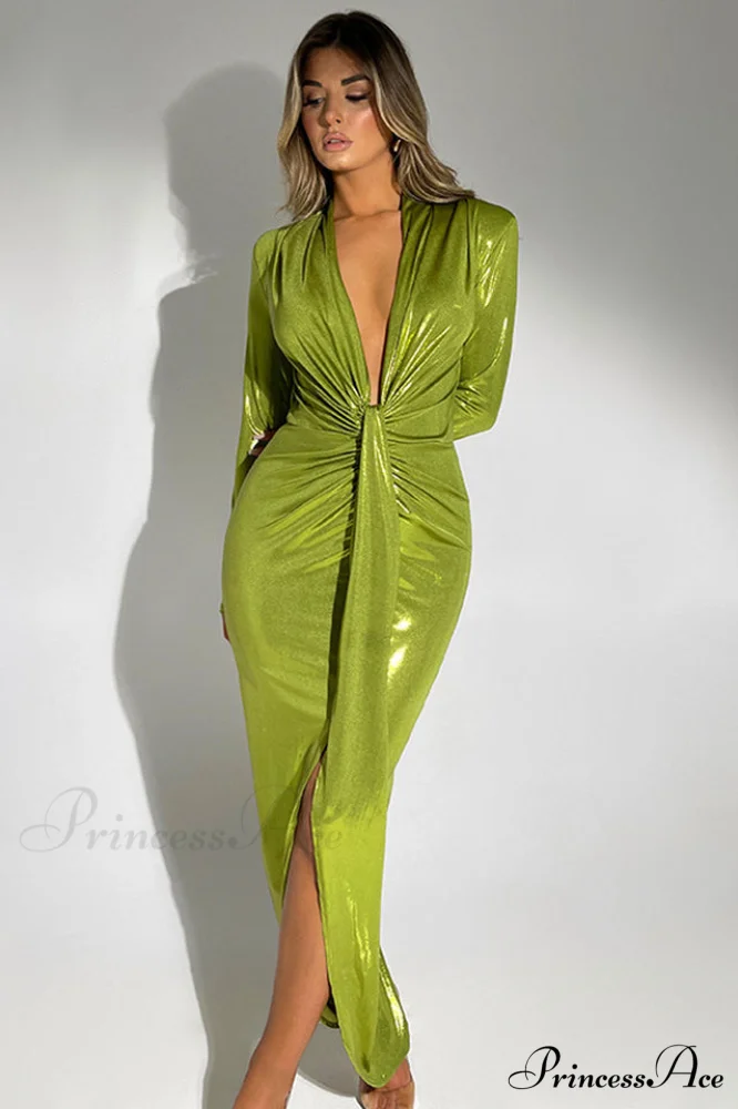 Juliette Metallic Stylish Tie Front Dress - Image 15
