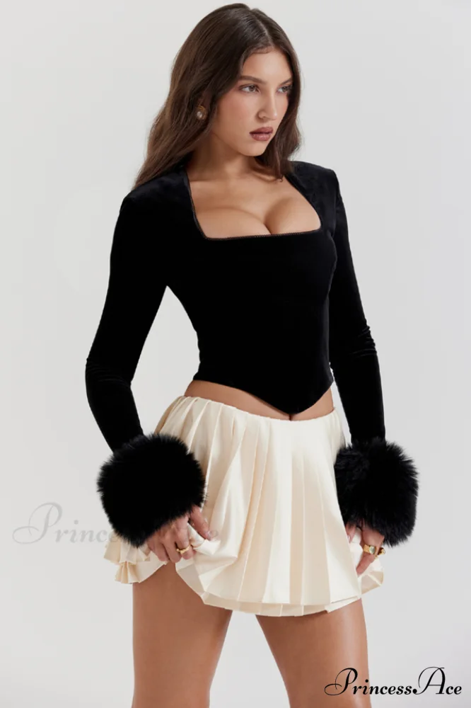 Catriona Black Stylish Velvet Bra - Image 3