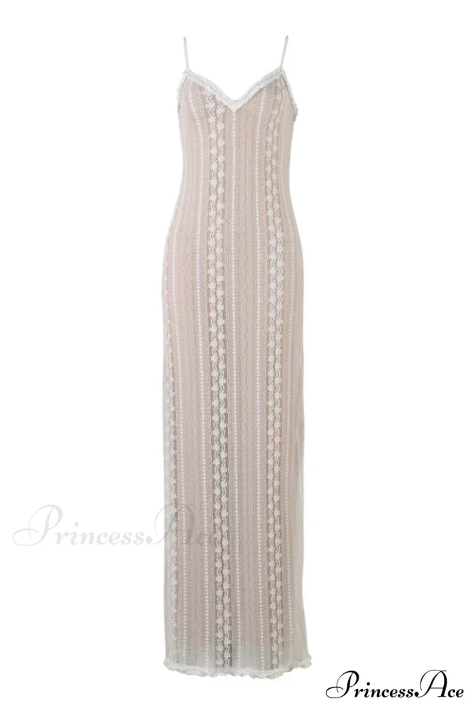 Lace V Neck Charming Slit Two-Piece Dress - Image 12