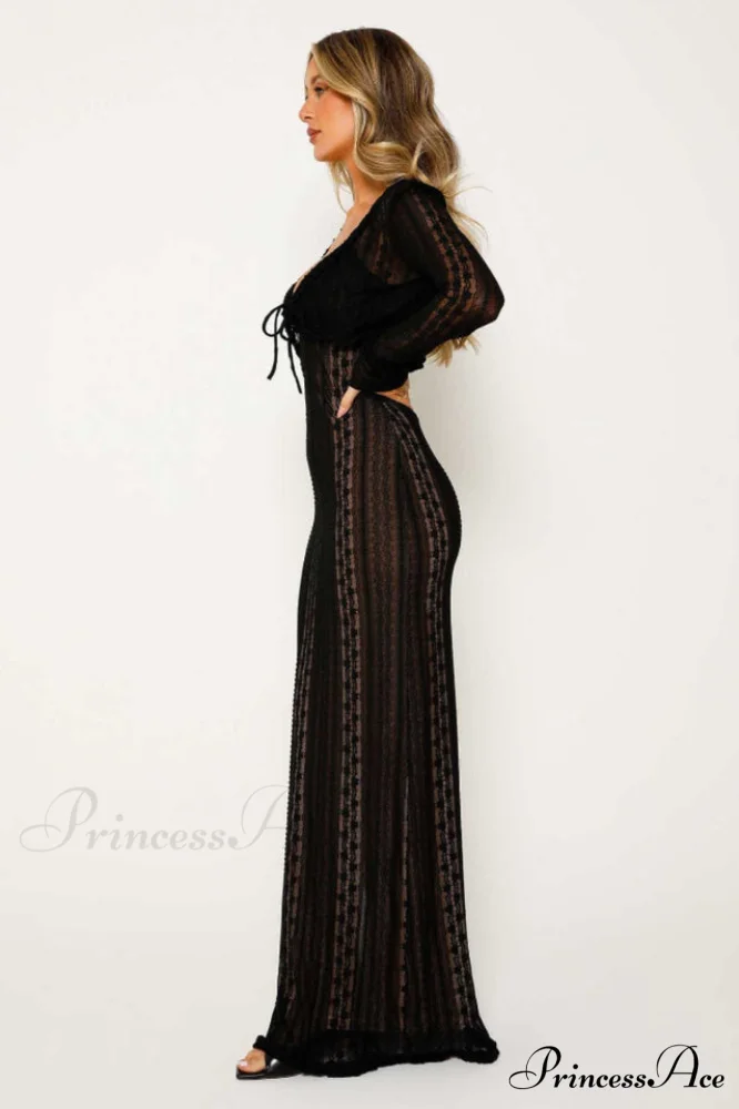 Lace V Neck Charming Slit Two-Piece Dress - Image 7