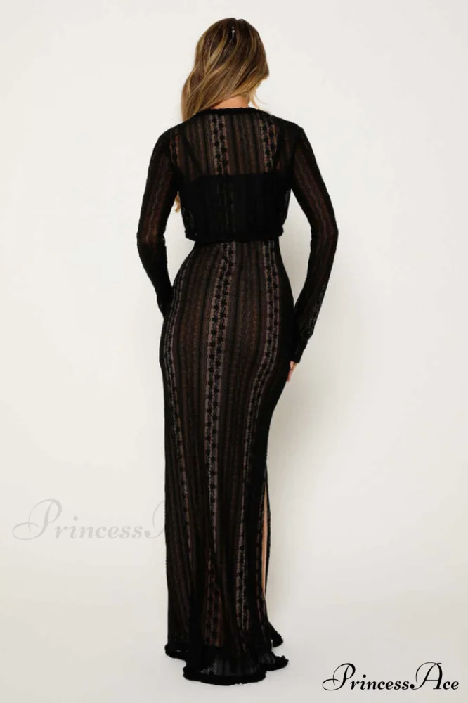 Lace V Neck Charming Slit Two-Piece Dress - Image 8