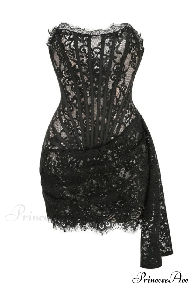 Lace Corset Stylish Draped Mini Dress - Image 15