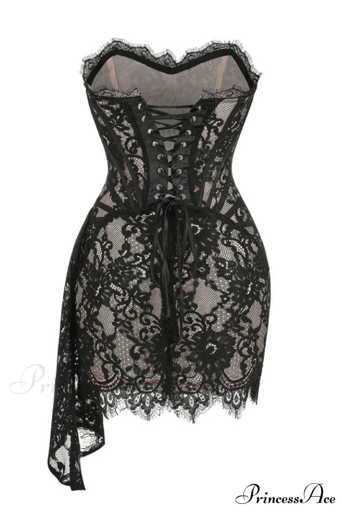 Lace Corset Stylish Draped Mini Dress - Image 16
