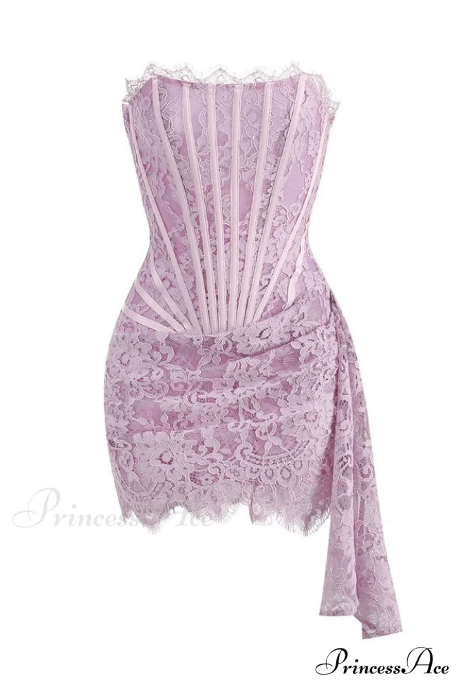 Lace Corset Stylish Draped Mini Dress - Image 17