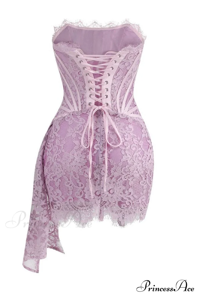 Lace Corset Stylish Draped Mini Dress - Image 18