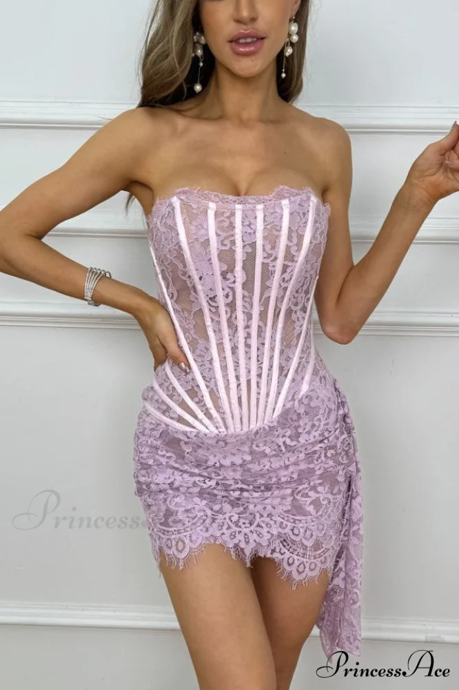 Lace Corset Stylish Draped Mini Dress - Image 9