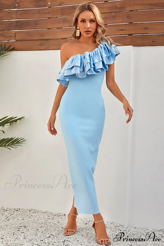 Lakelynn Ruffle Stylish Blue Maxi Dress - Image 3
