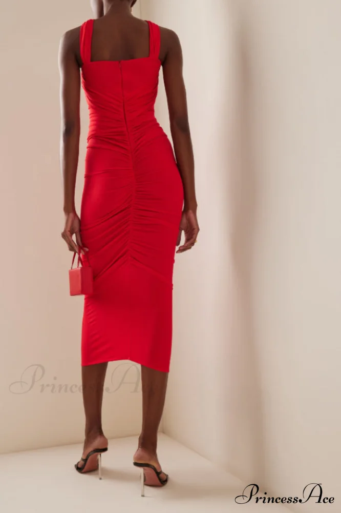 Genevieve Rose Stylish Ruched Dress - Image 12