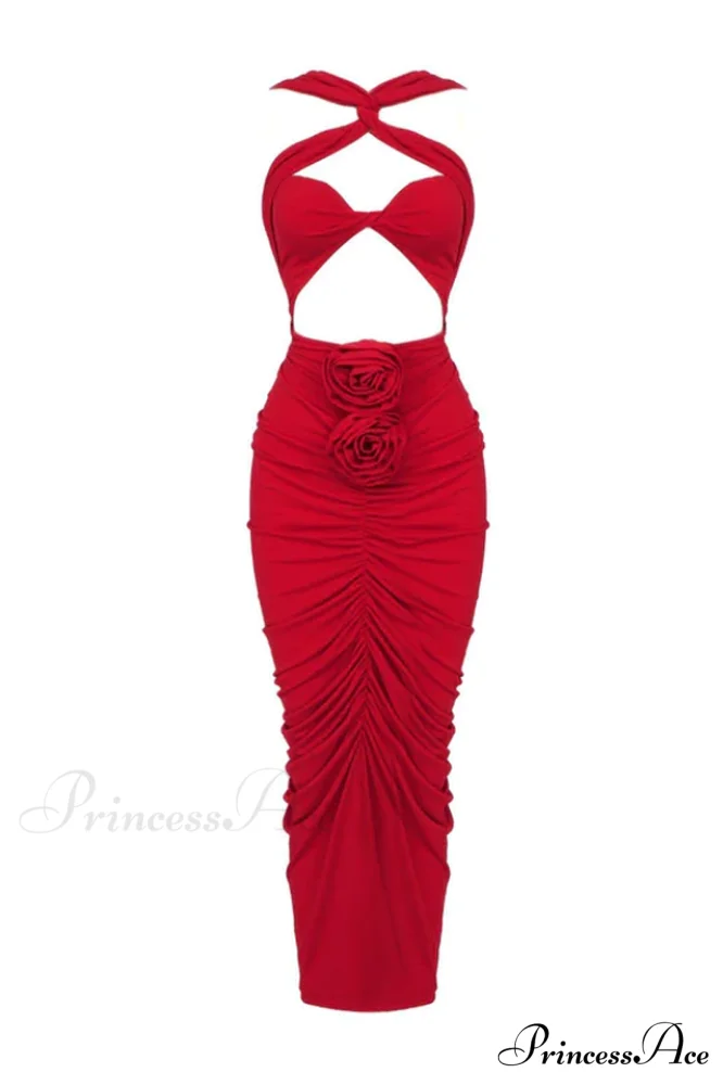 Genevieve Rose Stylish Ruched Dress - Image 14