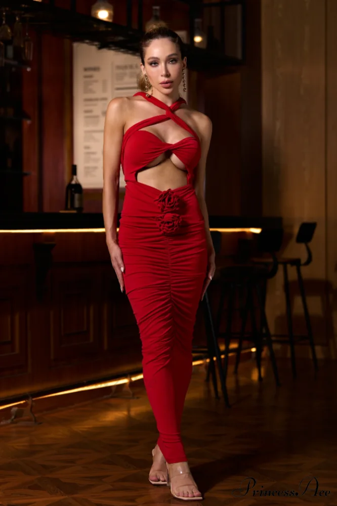 Genevieve Rose Stylish Ruched Dress - Image 7
