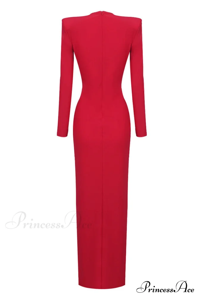 Draped Ring Detailed Charming Deep V Neck Dress - Image 32