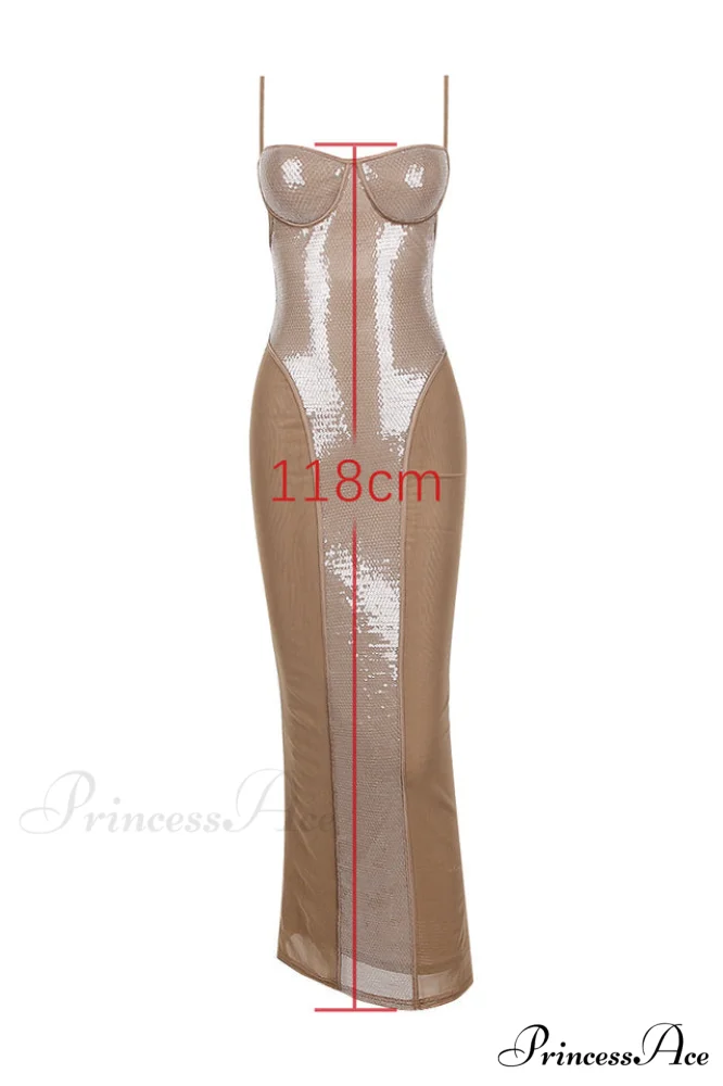 Bonita Brown Stylish Sequined Maxi Dress - Image 7