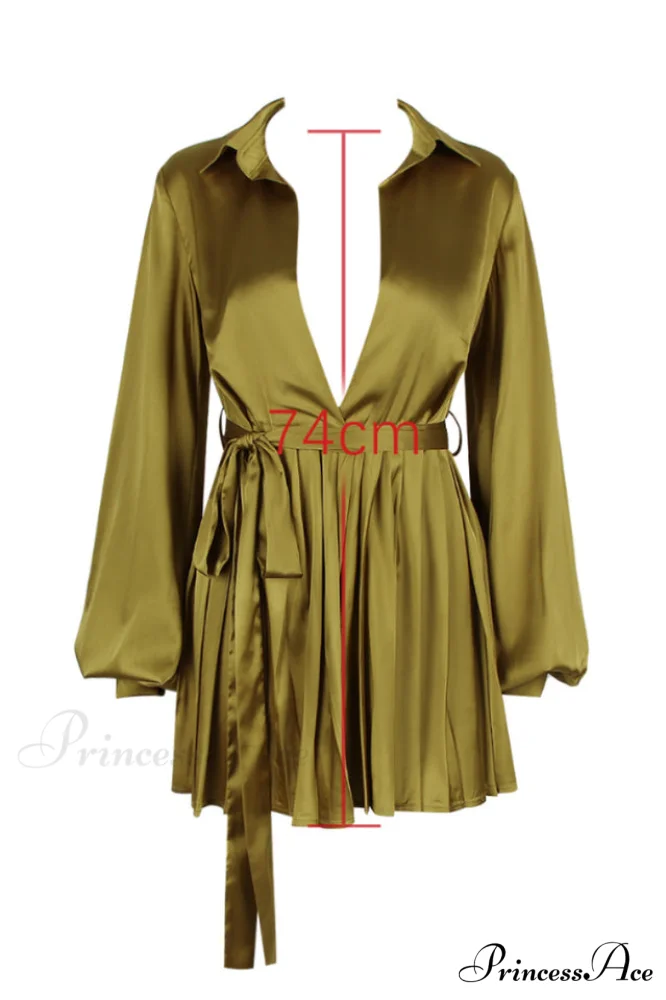 Allegra Chartreuse Stylish Pleated Shirt Dress - Image 6