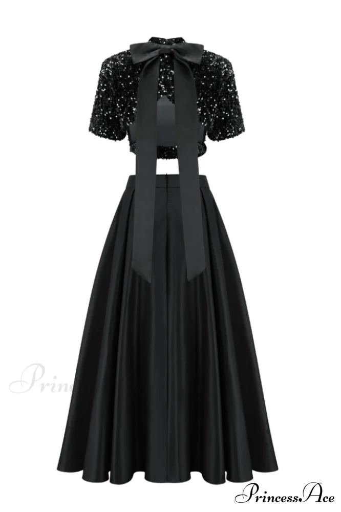 Aisha Sequin Bow Charming Lace Up Set - Image 10