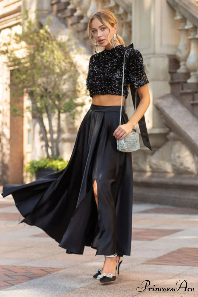 Aisha Sequin Bow Charming Lace Up Set - Image 5