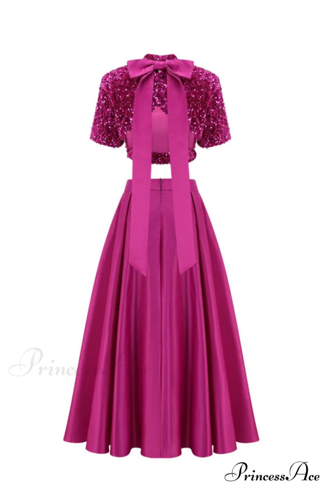 Aisha Sequin Bow Charming Lace Up Set - Image 8