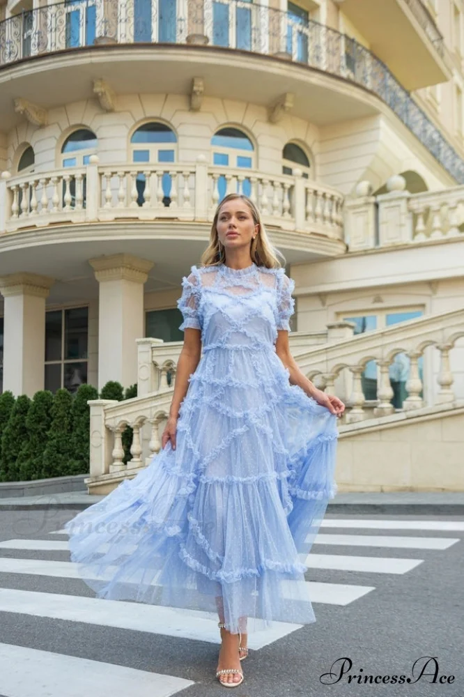 Kinley Ruched Ruffle Charming Hem Maxi Dress - Image 3
