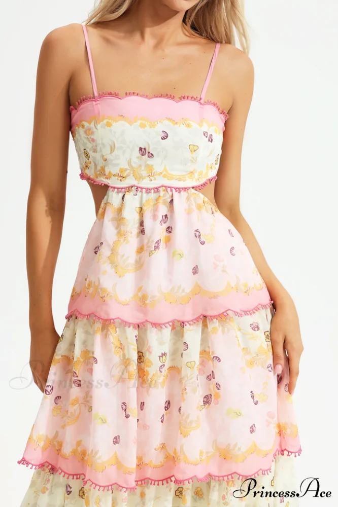 Floral Cami Tiered Charming Ruffle Hem Dress - Image 5