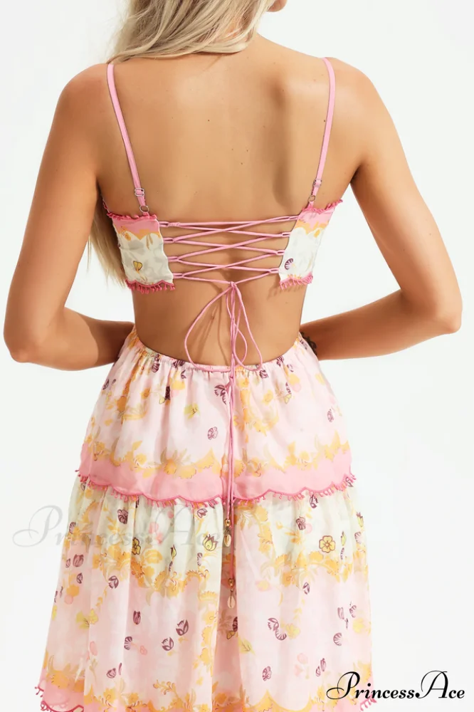 Floral Cami Tiered Charming Ruffle Hem Dress - Image 6