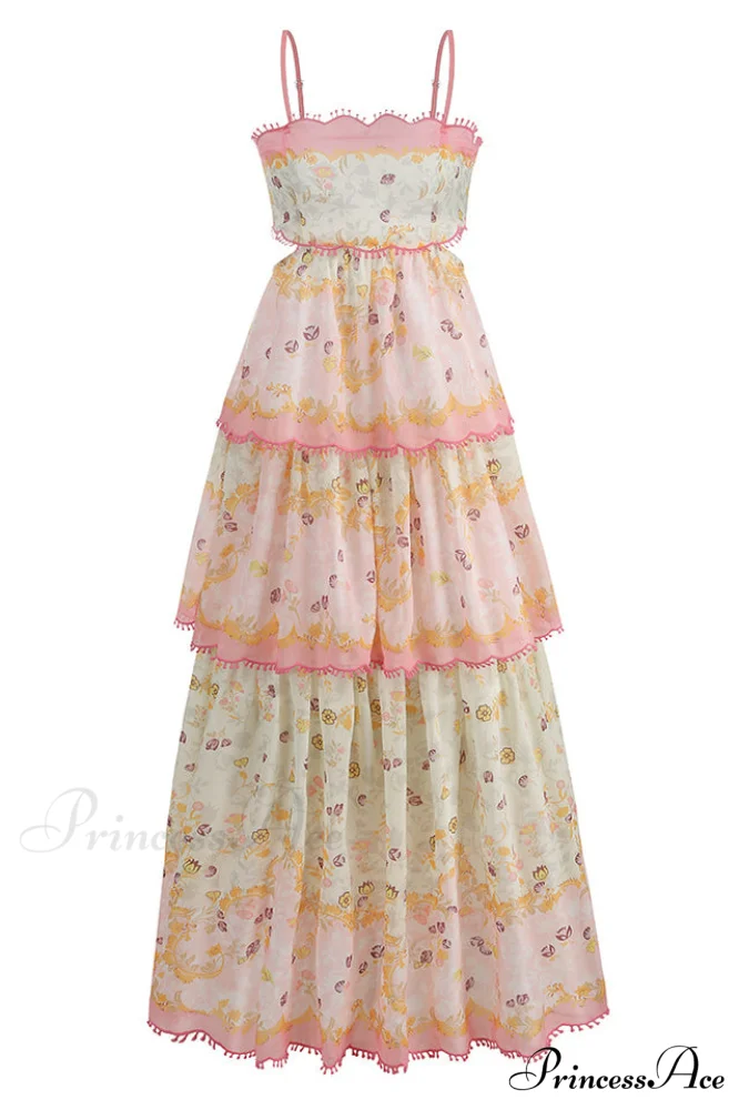 Floral Cami Tiered Charming Ruffle Hem Dress - Image 7