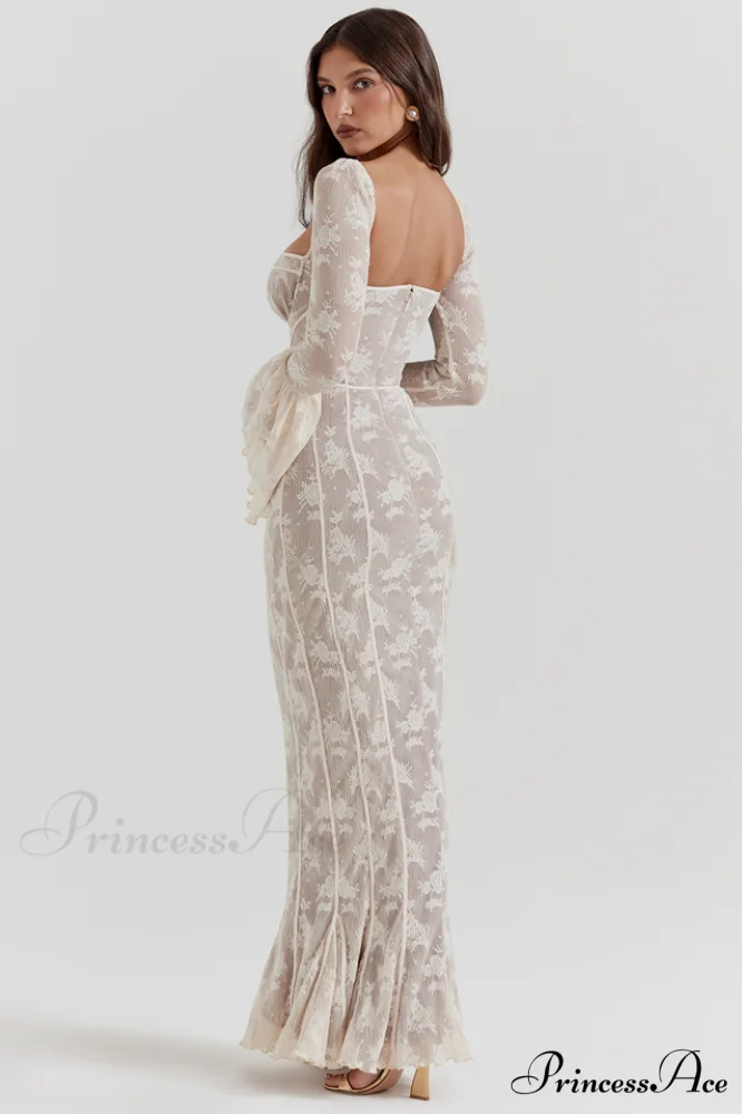 Delilah Vintage Cream Charming Lace Maxi Dress - Image 5