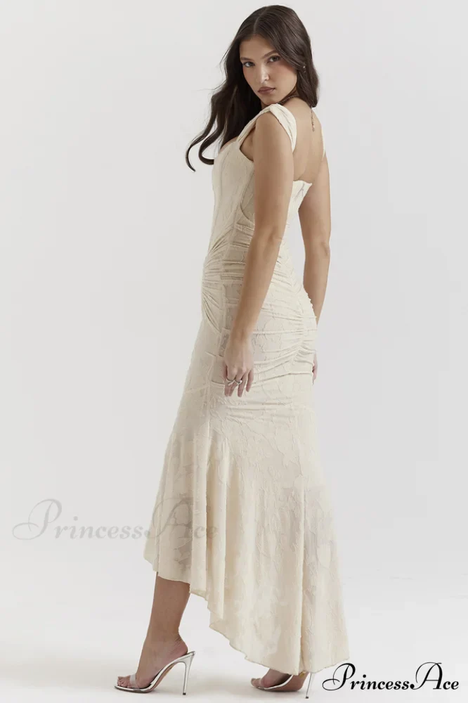 Cesca Retro Cream Charming White Floral Maxi Dress - Image 3