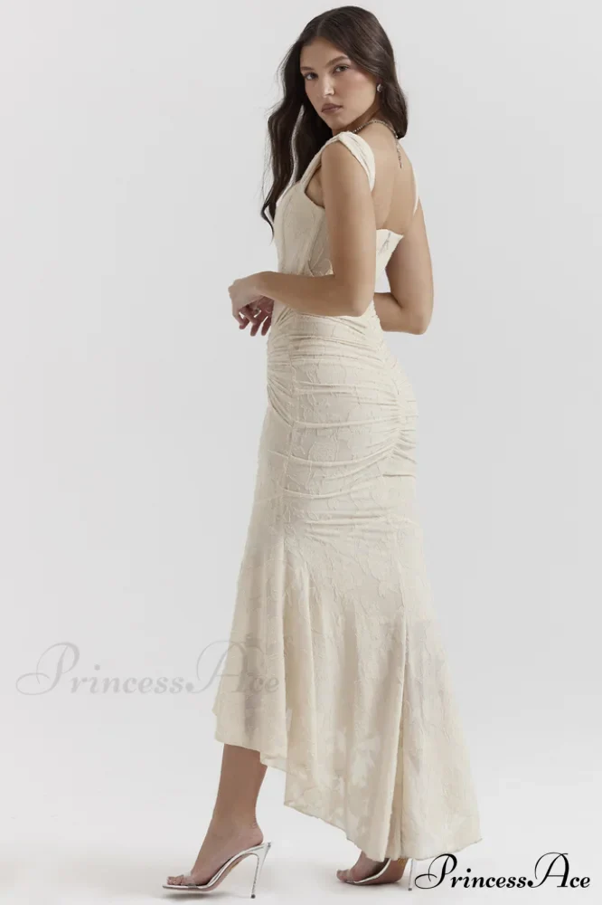 Cesca Retro Cream Charming White Floral Maxi Dress - Image 4