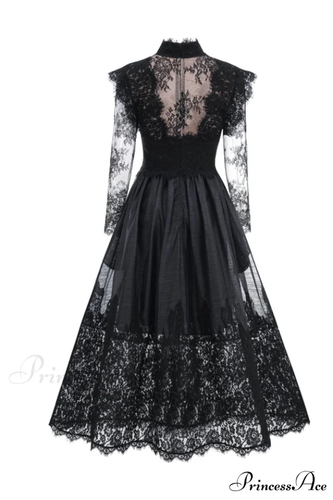 Jamie Black Floral Charming Lace Stitching Dress - Image 12